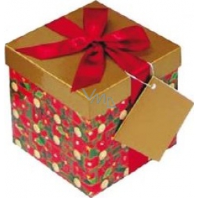 Angel Folding Geschenkbox mit Band Weihnachtsrot mit Burgunderband 1371 S 13 x 13 x 13 cm 1 Stück