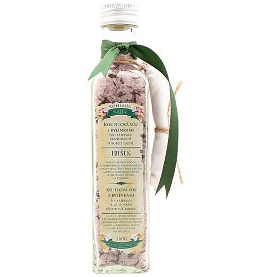Bohemia Gifts Hibiscus entspannendes Badesalz mit Filterbeutel 260g Glasbehälter