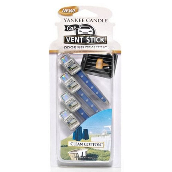 Yankee Candle Clean Cotton - Reinigen Sie die Räucherstäbchen aus Baumwolle für das Auto 29 gx 4 Stück