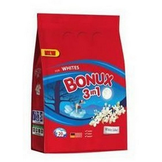 Bonux White Lilac 3 in 1 Waschpulver für weiße Wäsche 20 Dosen von 1,5 kg