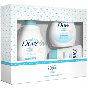 Dove Baby Rich Moisture Reinigungsgel für Körper und Haare für Kinder 200 ml + Körperlotion 200 ml + Creme gegen Wunden 45 g, Kosmetikset