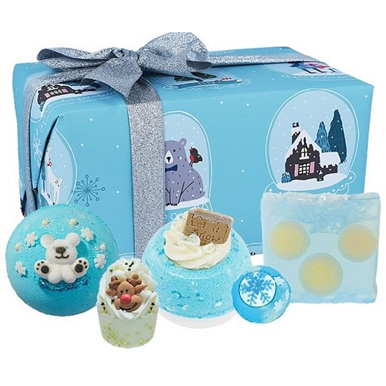 Bomb Cosmetics Shake Up Weihnachten funkelnder ballistischer Badeball 2 x 160 g + Glycerinseife 100 g + Butterball 30 g + Badeblock 50 g, Kosmetikset