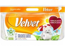 Velvet Sunshine Edition feines weißes Toilettenpapier mit Blumendruck und Duft 3lagig 8 Stück