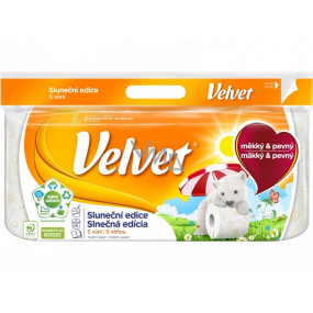 Velvet Sunshine Edition feines weißes Toilettenpapier mit Blumendruck und Duft 3lagig 8 Stück