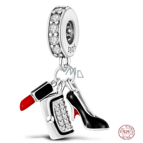 Charm Sterling Silber 925 Chic style - Lippenstift, Handtasche, Pumps 3in1, Armband Anhänger, Interessen