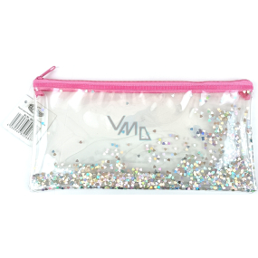 Ditipo Glitter Federmäppchen mit Reißverschluss Herzen 22 x 12 cm