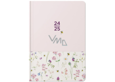 Albi Wochenkalender 18 Monate 2024 - 2025 Violett, Wiesenblumen 12,5 cm x 17 cm x 1,3 cm