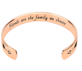 Edelstahlarmband vergoldet mit Gravur Freunde sind Familie, offene Manschette, 2,5 mm