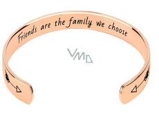 Edelstahlarmband vergoldet mit Gravur Freunde sind Familie, offene Manschette, 2,5 mm