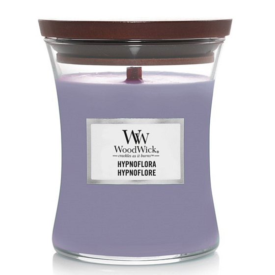 WoodWick Hypnoflora Mondblume Duftkerze mit Holzdocht und Deckel Glas mittel 275 g