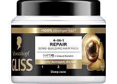 Schwarzkopf Gliss regenerierende Haarkur 4 in 1 für stark geschädigtes und trockenes Haar, 400 ml