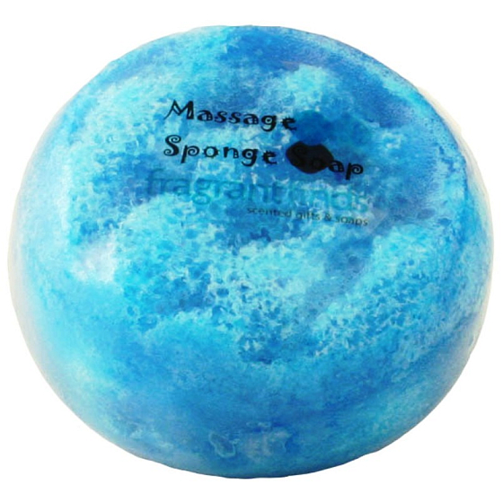 Fragrant Ormani Glycerinseife mit Massageeffekt und einem Schwamm, gefüllt mit dem Duft des Parfums Giorgio Armani in hellblauer Farbe, 200 g