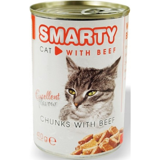 Smarty Chunks Katze mit Rindfleisch komplett Katzenfutter 410 g