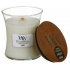 WoodWick Linen - Reine Leinen Duftkerze mit Holzdocht und Deckel Glas mittel 275 g