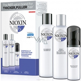 Nioxin System 6 3-Phasen-System zur deutlichen Verdünnung natürliches und chemisch behandeltes mittelstarkes bis starkes Haarshampoo 150 ml + Conditioner 150 ml + Hautpflege 40 ml