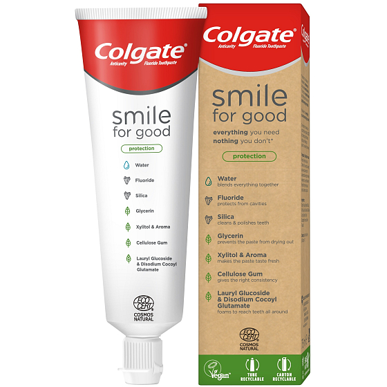 Colgate Smile for Good Protection recycelbare, vegane Zahnpasta enthält 99,7% der Inhaltsstoffe natürlichen Ursprungs 75 ml