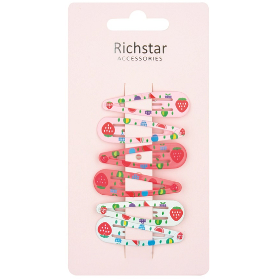 Richstar Accessories Bunte Haarspangen mit Erdbeere 5 cm 6 Stück