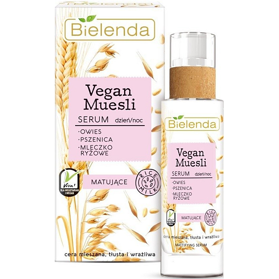 Bielenda Vegan Muesli Weizen + Hafer + Reismilch mattierendes Gesichtsserum Tag/Nacht 30 ml