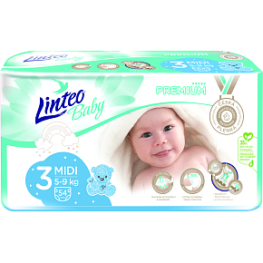 Linteo Baby Premium Midi Windeln 5 bis 9 kg, 54 Stk.