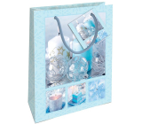 Nekupto Geschenkpapier Tasche 14 x 11 x 6,5 cm Weihnachten blau, Kerzen