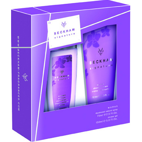 David Beckham Unterschrift für ihr parfümiertes Deodorantglas für Frauen 75 ml + Duschgel 150 ml, Kosmetikset