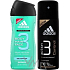 Adidas Ice Effect 3 in 1 Duschgel für Körper, Haare und Gesicht für Männer 250 ml + 3 Kontroll-Antitranspirant-Deodorant-Spray 150 ml, Kosmetikset
