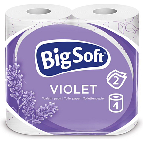 Big Soft Violet 2-lagiger Toilettenpapier, 4 Rollen, 20 m Rolle