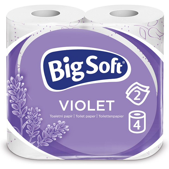 Big Soft Violet 2-lagiger Toilettenpapier, 4 Rollen, 20 m Rolle