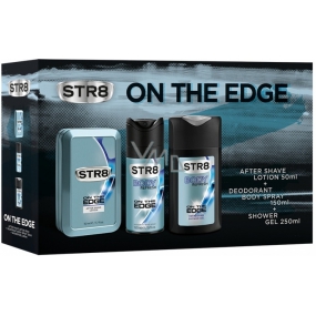 Str8 On The Edge Aftershave 50 ml + Deodorant Spray für Männer 150 ml + Duschgel 250 ml, Kosmetikset
