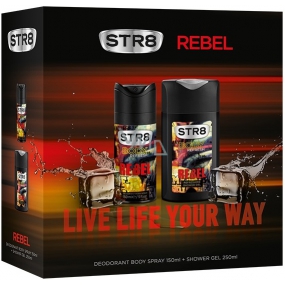 Str8 Rebel Deodorant Spray für Männer 150 ml + Duschgel 250 ml, Kosmetikset