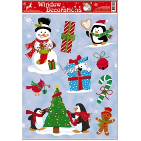 Fensterfolie ohne Kleber Weihnachtsmotive im mittleren blauen Geschenk 42 x 30 cm