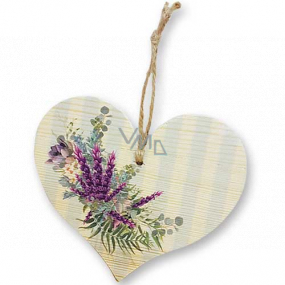 Böhmen Geschenke Dekoratives Herz aus Holz mit Lavendeldruck 13 cm