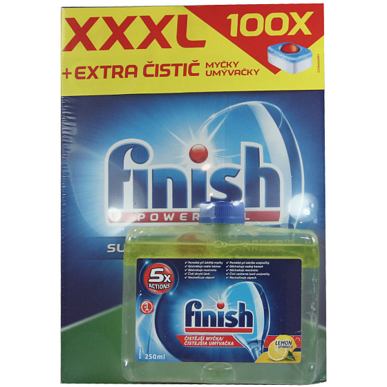Finish All in 1 Deep Clean Geschirrspüler Tablet 100 Stück + Finish Lemon Sparkle Geschirrspüler Cleaner 250 ml, Duopack