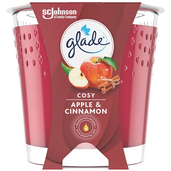 Glade Apfel & Zimt und Muskatnuss Duftkerze im Glas, Brenndauer bis zu 30 Stunden 120 g