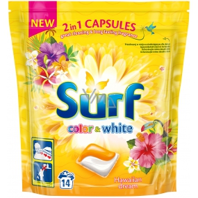 Surf Color & White Hawaiian Dream Kapseln zum Waschen von farbiger und weißer Wäsche 14 Dosen 337 g
