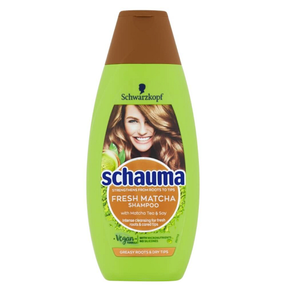 Schauma Fresh Matcha mit Mikronährstoffen Haarshampoo für fettige Haarwurzeln und trockene Spitzen 250 ml