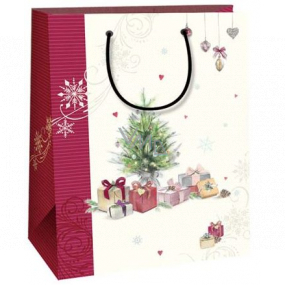 Ditipo Geschenk Kraftbeutel 18 x 8 x 24 cm Weißweinstreifenbaum mit Geschenken 50