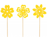 Filzblume gelb 6 cm + Spieße, verschiedene Motive