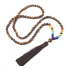 108 Mala 7 Chakra Halskette, Tigerauge Meditationsschmuck, Naturstein, geknotete Quaste 8 cm, Perle 6 mm