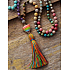 108 Mala 7 Chakra Halskette, Meditationsschmuck, Naturstein, elastisch, Quaste 8 cm, Perle 6+8 mm