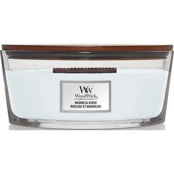 WoodWick Magnolia Birch - Magnolie und Birke Duftkerze mit Holzdocht und Deckel Schiff 453 g