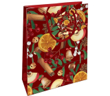 Nekupto Geschenkpapiertüte 14 x 11 x 6,5 cm Weihnachten Zimt, Orange, Apfel