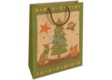 Nekupto Geschenk Kraftbeutel 28 x 37 cm Weihnachtsbaum mit Tieren