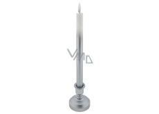 Lange LED Kerze auf Sockel weiß - silber 25,5 cm