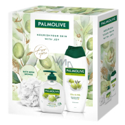 Palmolive Naturals Olive & Milk Flüssigseife 300 ml + Duschgel 500 ml + Waschschwamm, Kosmetikset