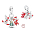 Charm Sterlingsilber 925 Rentier, Nikolaus und Baum 3-in-1, Anhänger für Armband Weihnachten