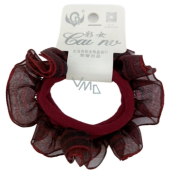 Gumička látková do vlasů velká vínová 1 kus