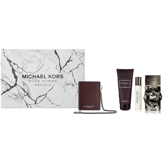 Michael Kors Pour Homme Absolu parfémovaná voda 100 ml + sprchový gel 100 ml + cestovní sprej 10 ml + peněženka, dárková sada pro ženy