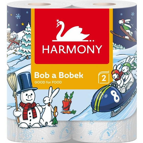 Harmony Good For Food Küchenpapier Bob & Bobek 2-lagig, 90 Blätter, 2 Rollen