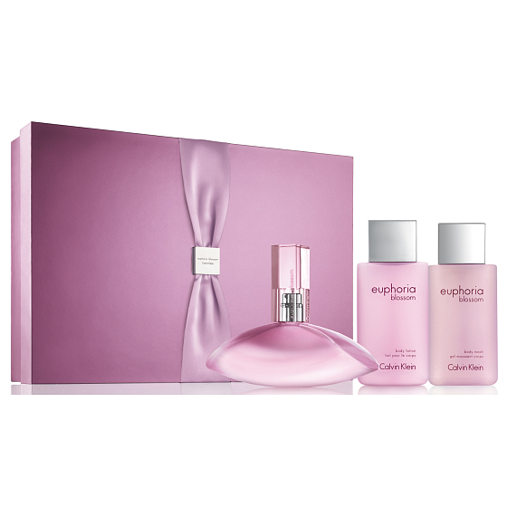 Calvin Klein Euphoria Blossom EdT 100 ml Eau de Toilette + 100 ml Körperlotion + 100 ml Duschgel für Frauen